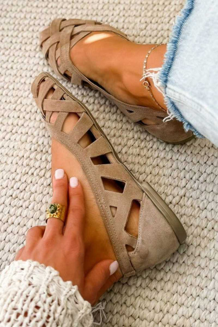 Kinsley - Woven Cut Out Flat Sandals
