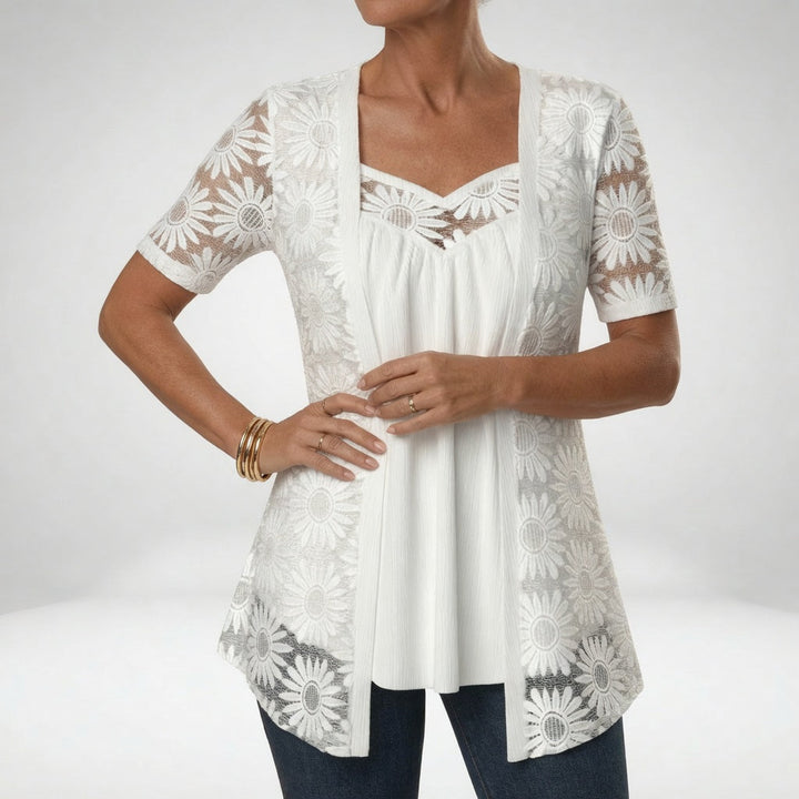 Lucette - Elegant Lace-Detail Blouse