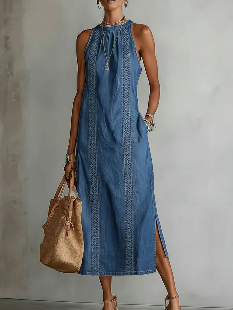 Lilias - Soft-Touch Vintage-Accented Dress