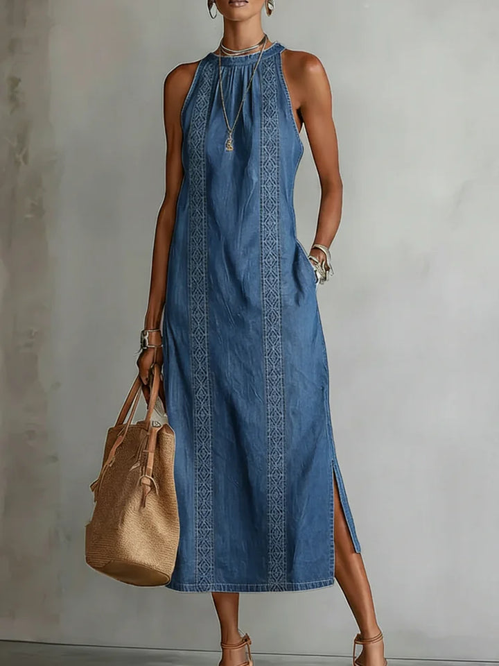 Lilias - Soft-Touch Vintage-Accented Dress