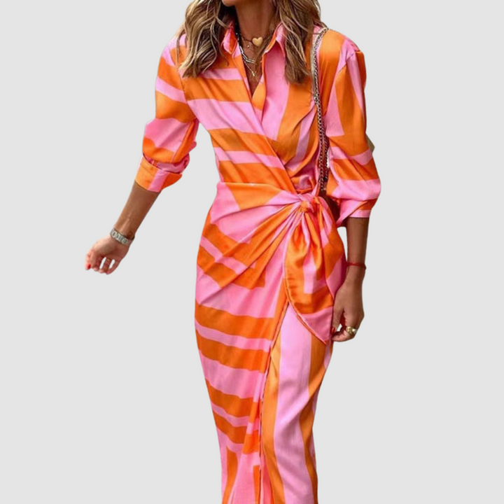 Celinor - Soft-Touch Striped Midi Dress