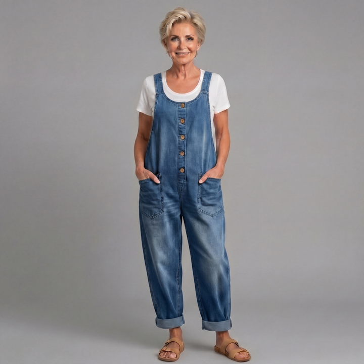 Rowella - Soft-Touch Wide-Leg Dungarees