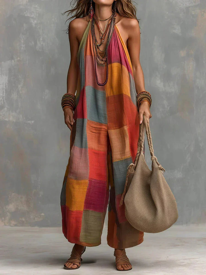 Estelina - Premium Patchwork Halter Jumpsuit