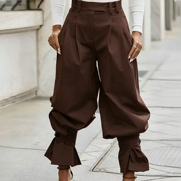 Dianella - High Waist Ruffle Cuff Pants