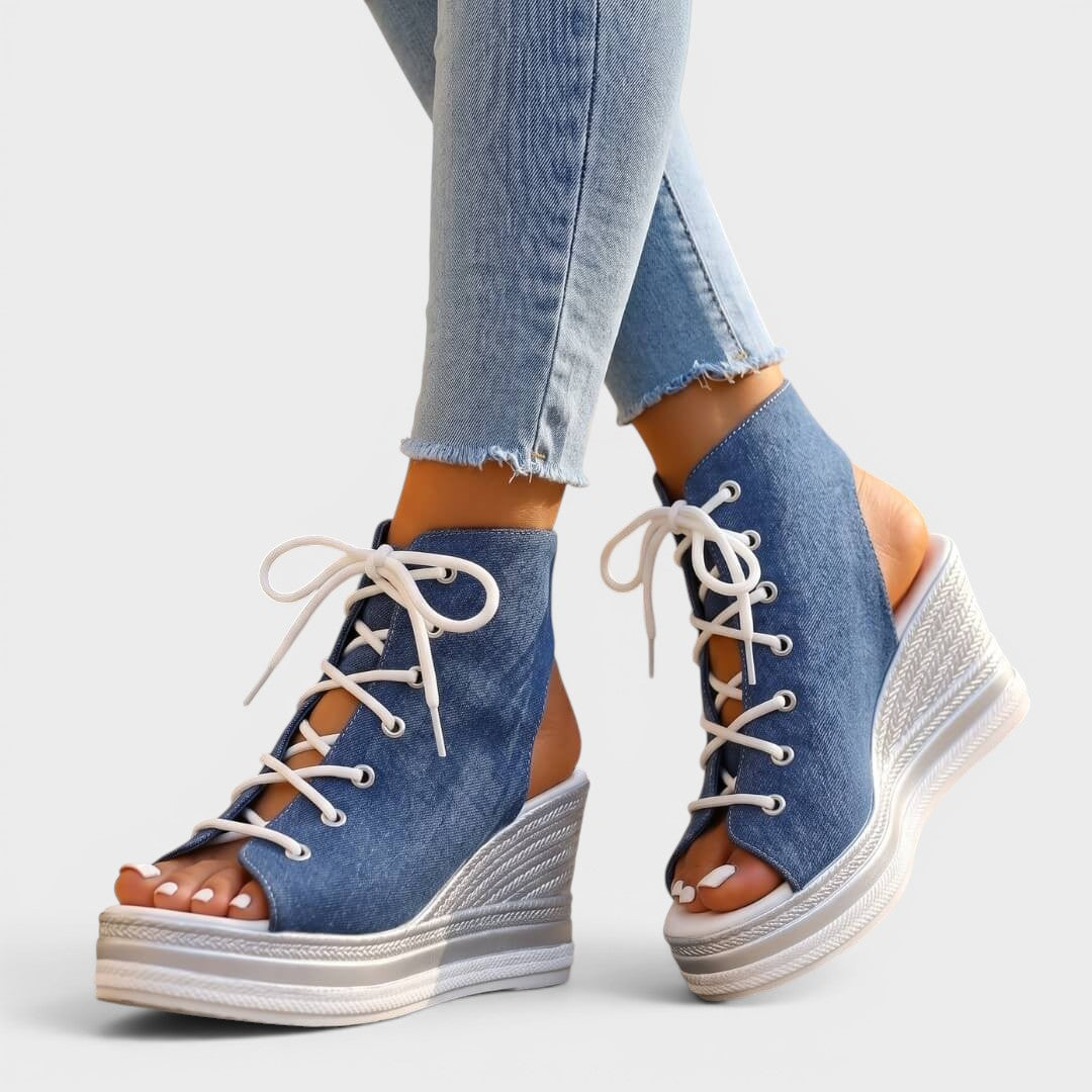 Elaina - Elevated Lace-Up Wedge Sandal