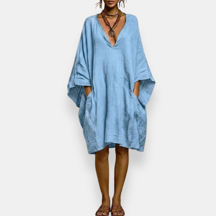 Cleo - Breezy V-Neck Batwing Dress