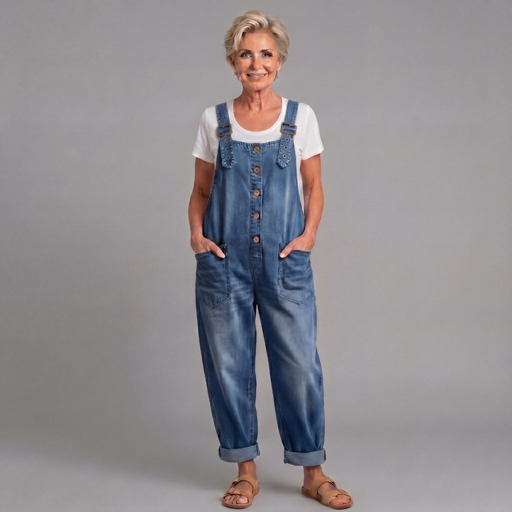 Rowella - Soft-Touch Wide-Leg Dungarees