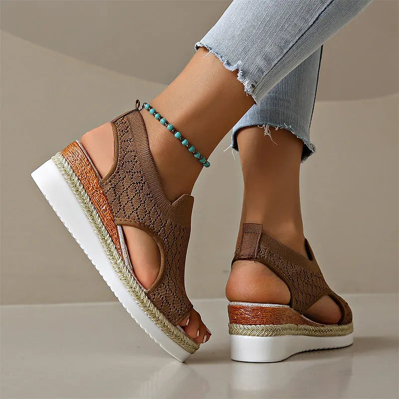 Orianne - Breathable Peep-Toe Wedge Sandals