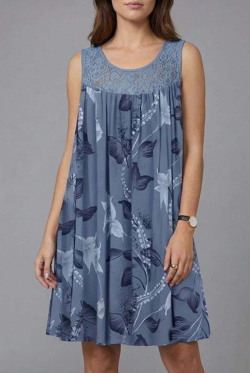 Ariadne - Elegant Floral Print Shift Dress