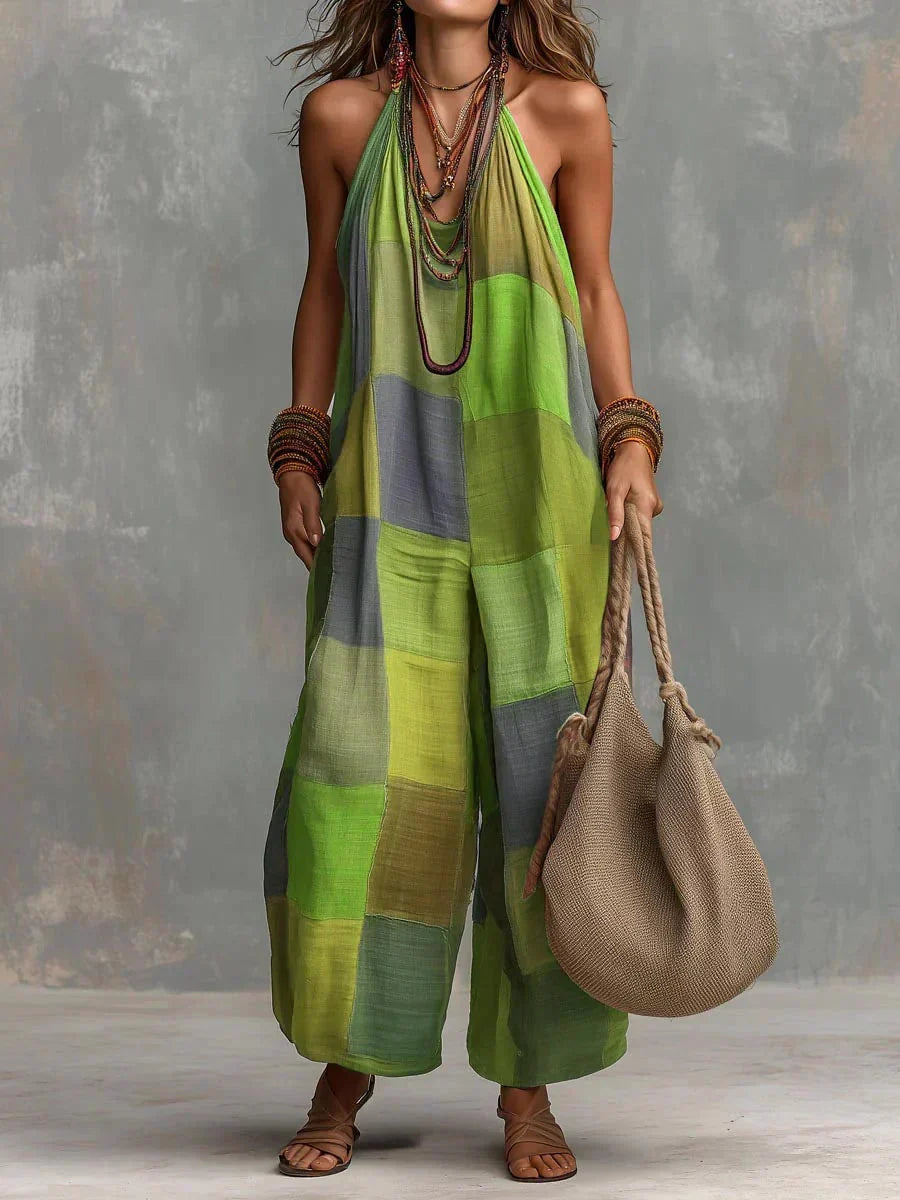 Estelina - Premium Patchwork Halter Jumpsuit