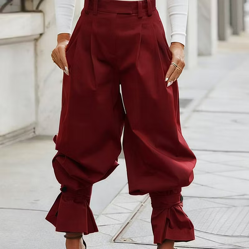 Dianella - High Waist Ruffle Cuff Pants