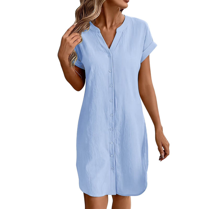Ainslea - Textured Mini Shirt Dress