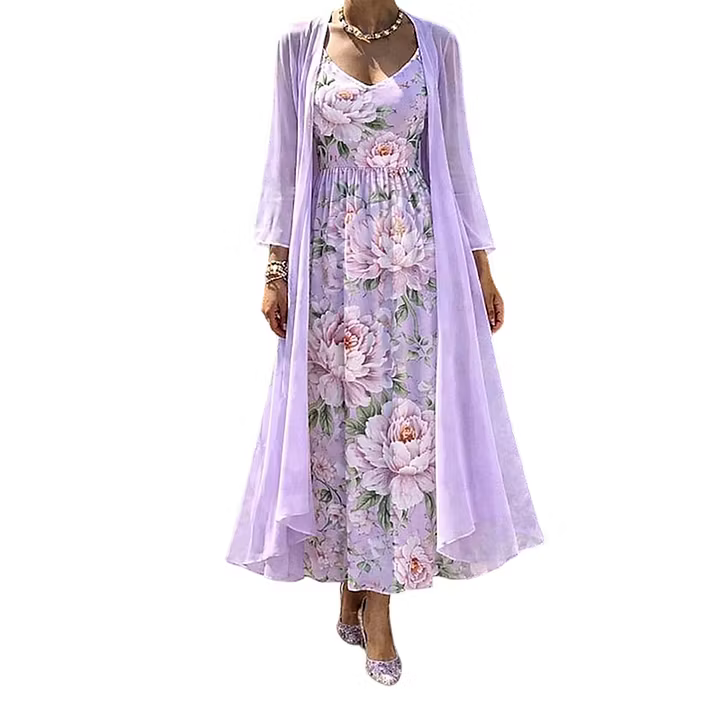 Asteria - Floral Maxi Dress Two Piece Set