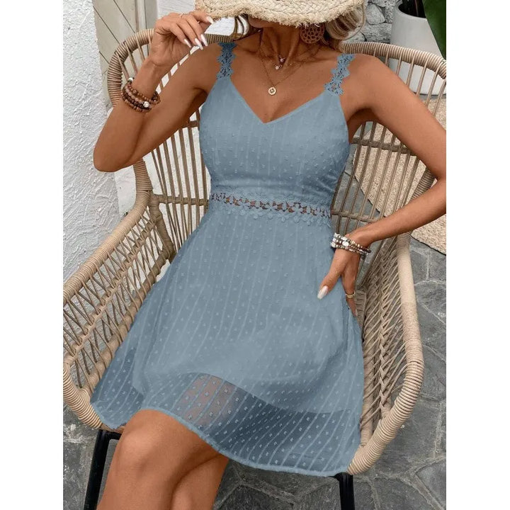 Noelline - Embroidered Strap Mini Dress