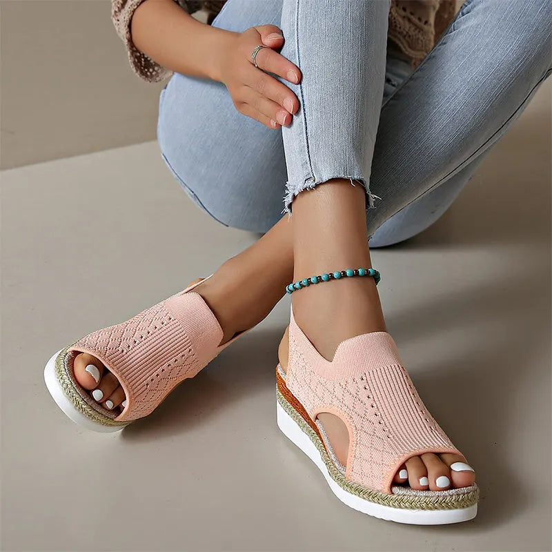 Orianne - Breathable Peep-Toe Wedge Sandals