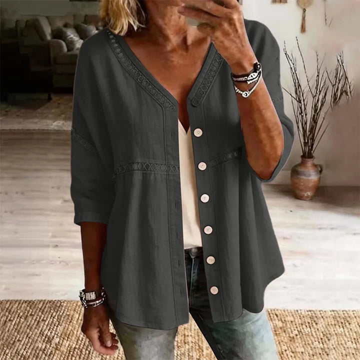 Ardena - Embroidered Button Front Blouse