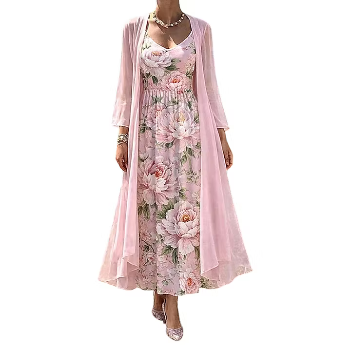 Asteria - Floral Maxi Dress Two Piece Set