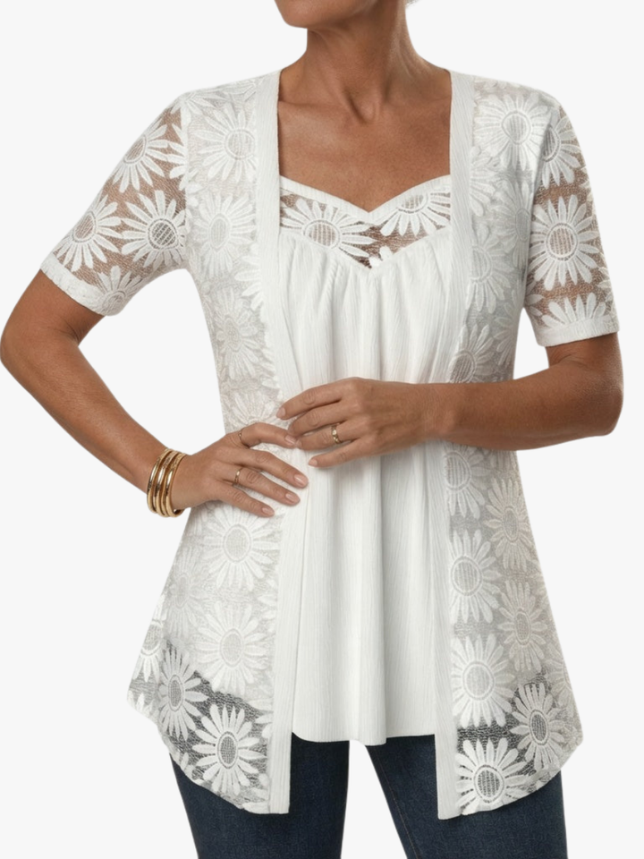 Lucette - Elegant Lace-Detail Blouse