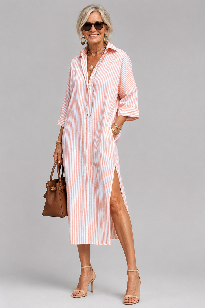 Rosabella - Crease-Resistant Belted Midi Dress