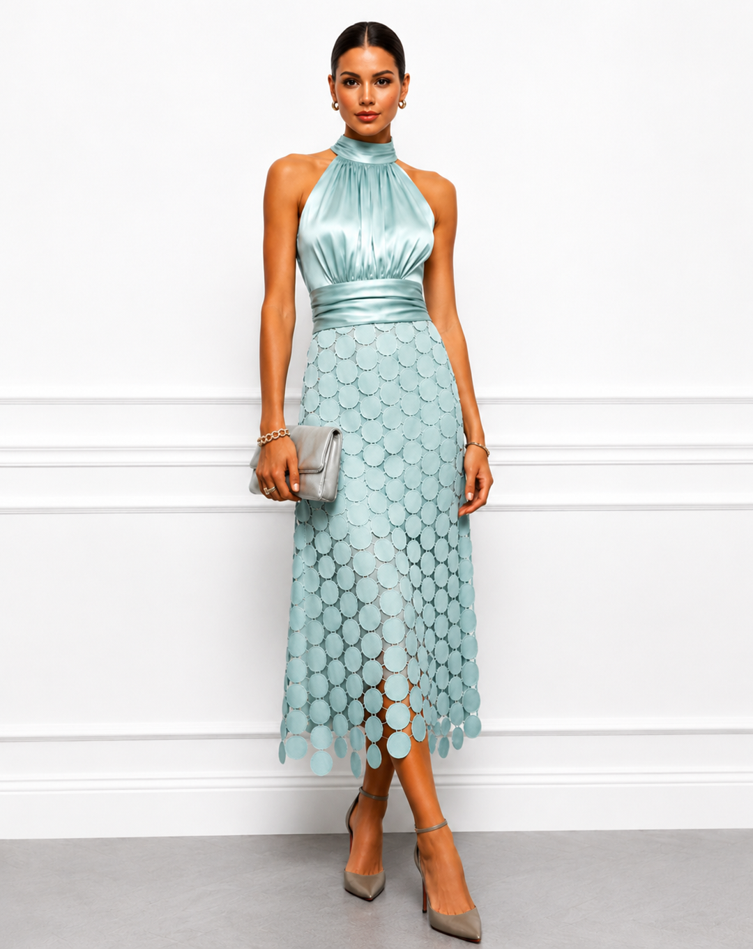 Amabel - Luxe Halter Midi Dress