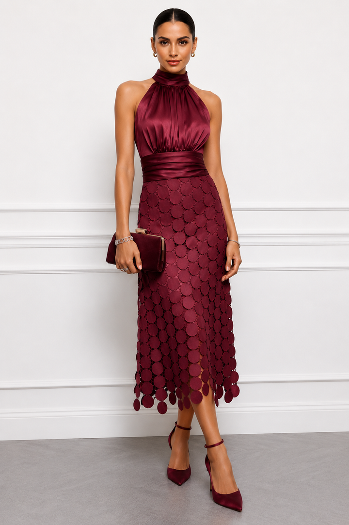 Amabel - Luxe Halter Midi Dress