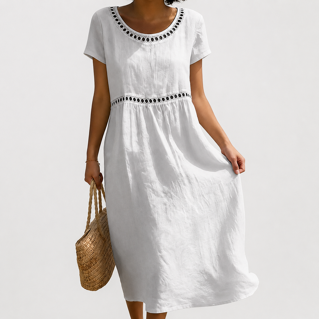 Anissa - Soft-Touch Embroidered Midi Dress