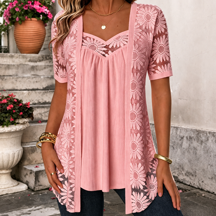 Lucette - Elegant Lace-Detail Blouse