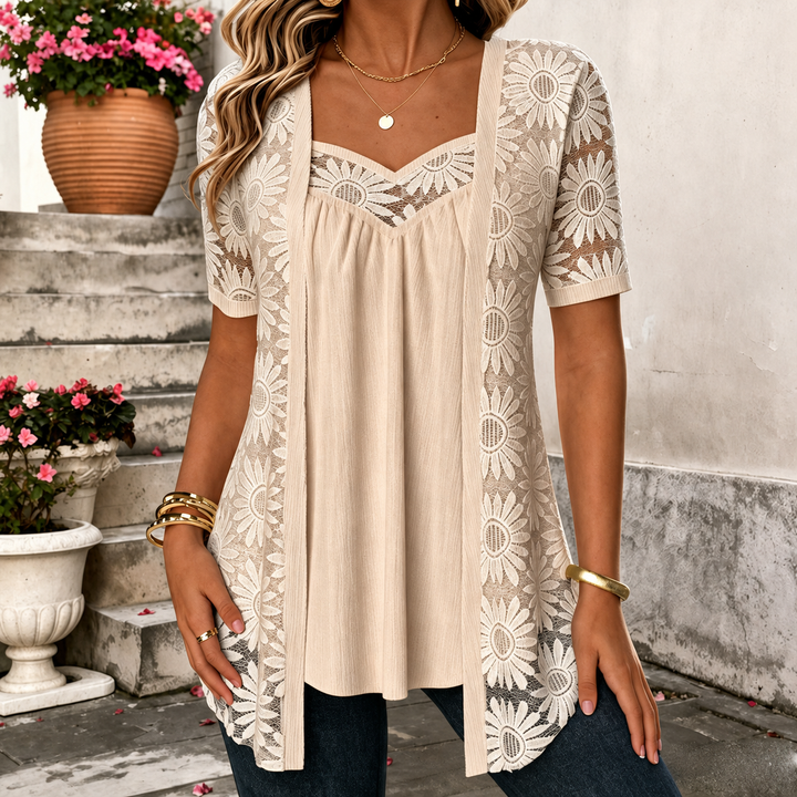 Lucette - Elegant Lace-Detail Blouse