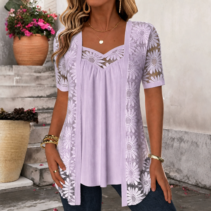 Lucette - Elegant Lace-Detail Blouse