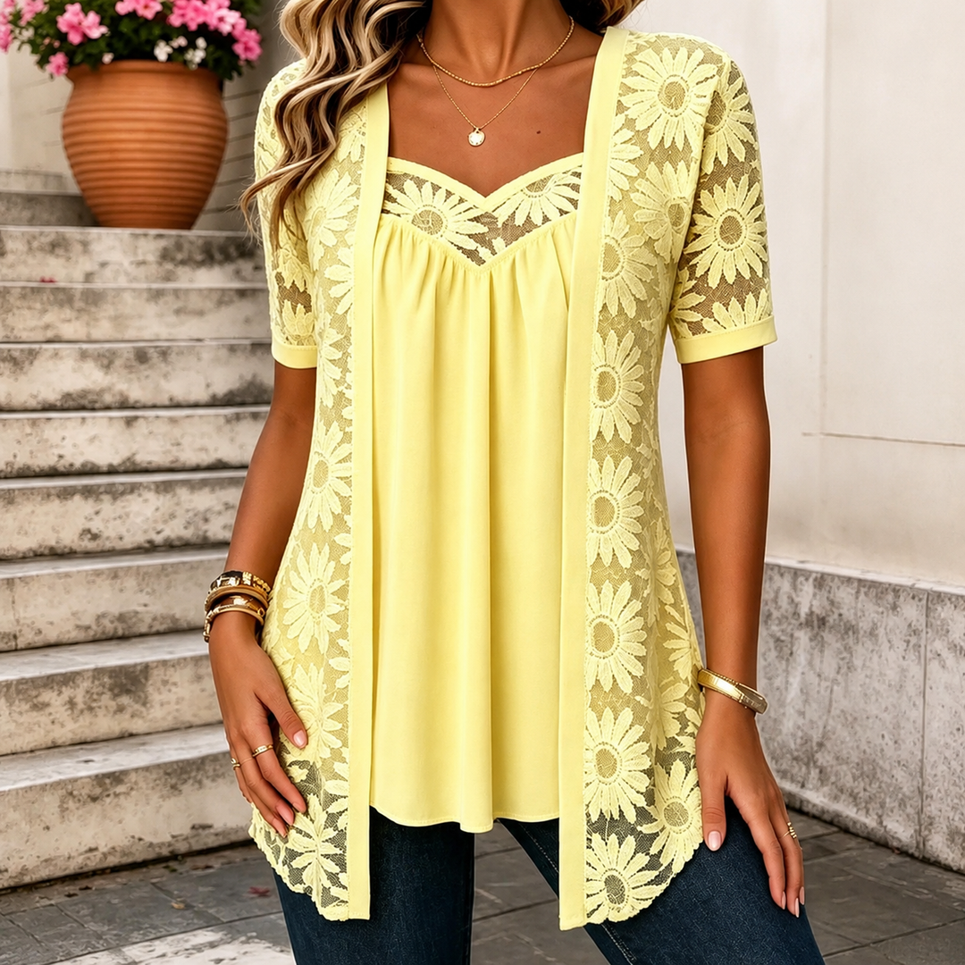 Lucette - Elegant Lace-Detail Blouse