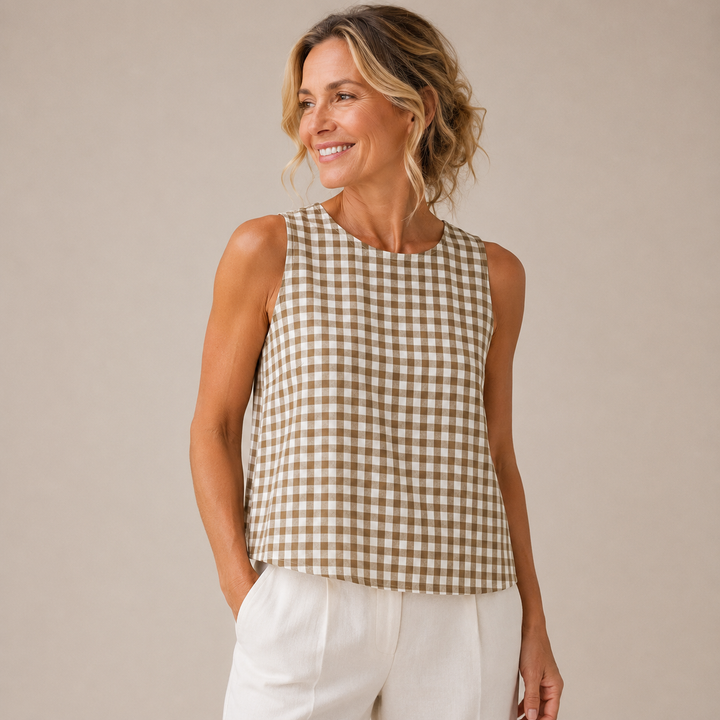 Vera - Airy Checked Sleeveless Top