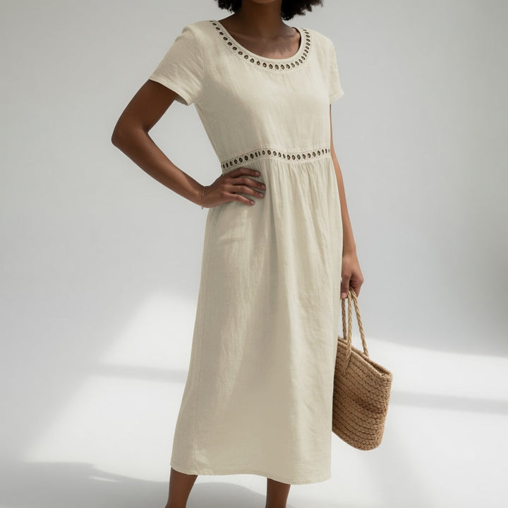 Ysoline - Soft-Touch Embroidered Midi Dress