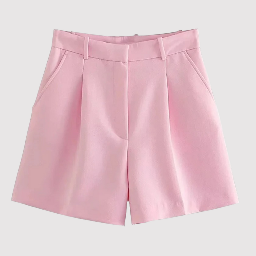 Mirelle - Tailored High-Waisted Pleated Shorts