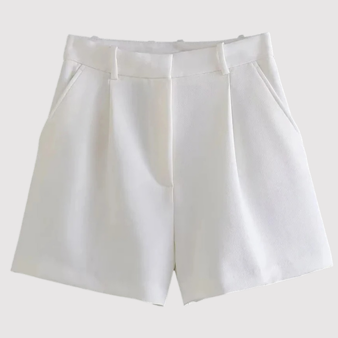Mirelle - Tailored High-Waisted Pleated Shorts