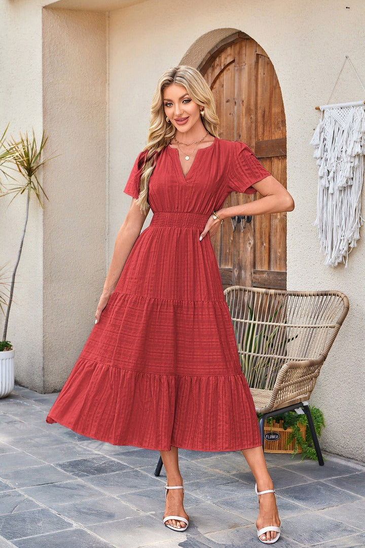 Astrelle - Textured Tiered Maxi Dress