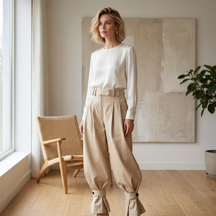 Dianella - High Waist Ruffle Cuff Pants