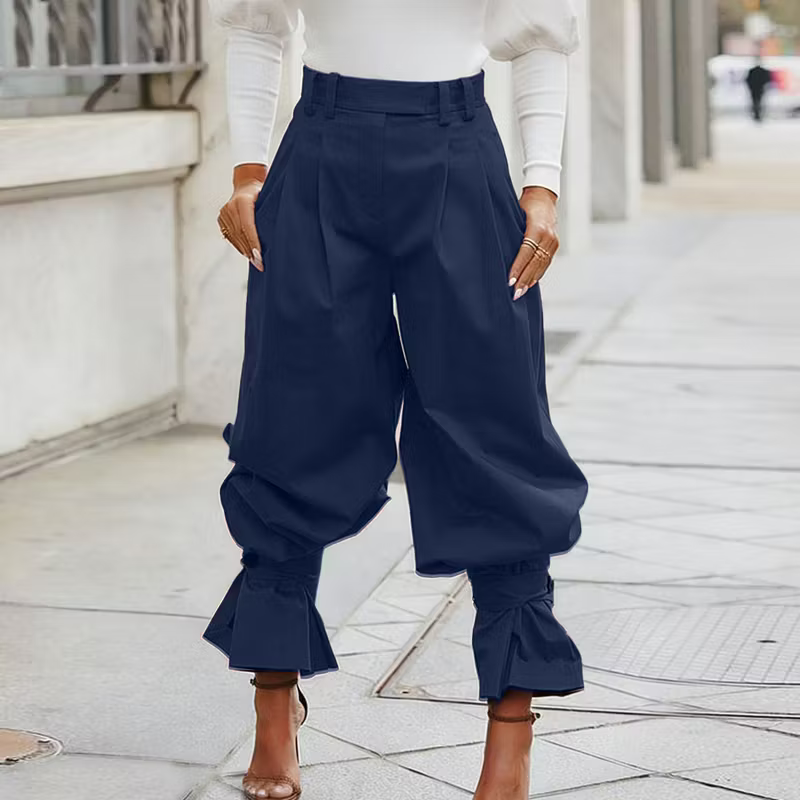 Dianella - High Waist Ruffle Cuff Pants
