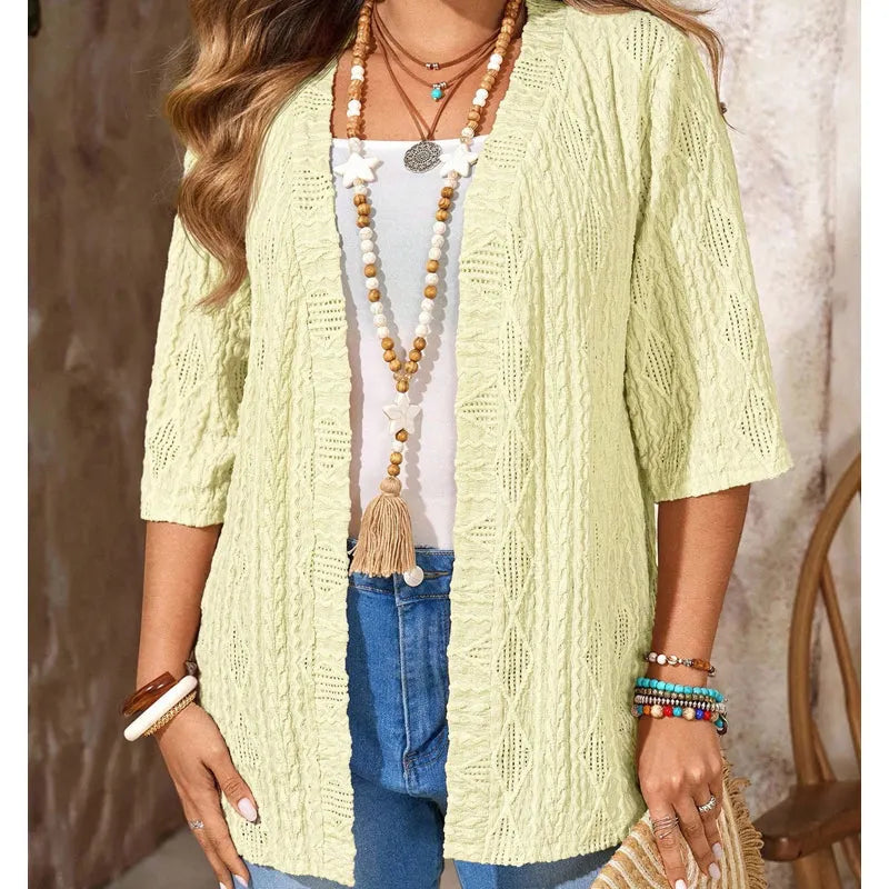 Delienne - Soft-Touch Pointelle Knit Cardigan