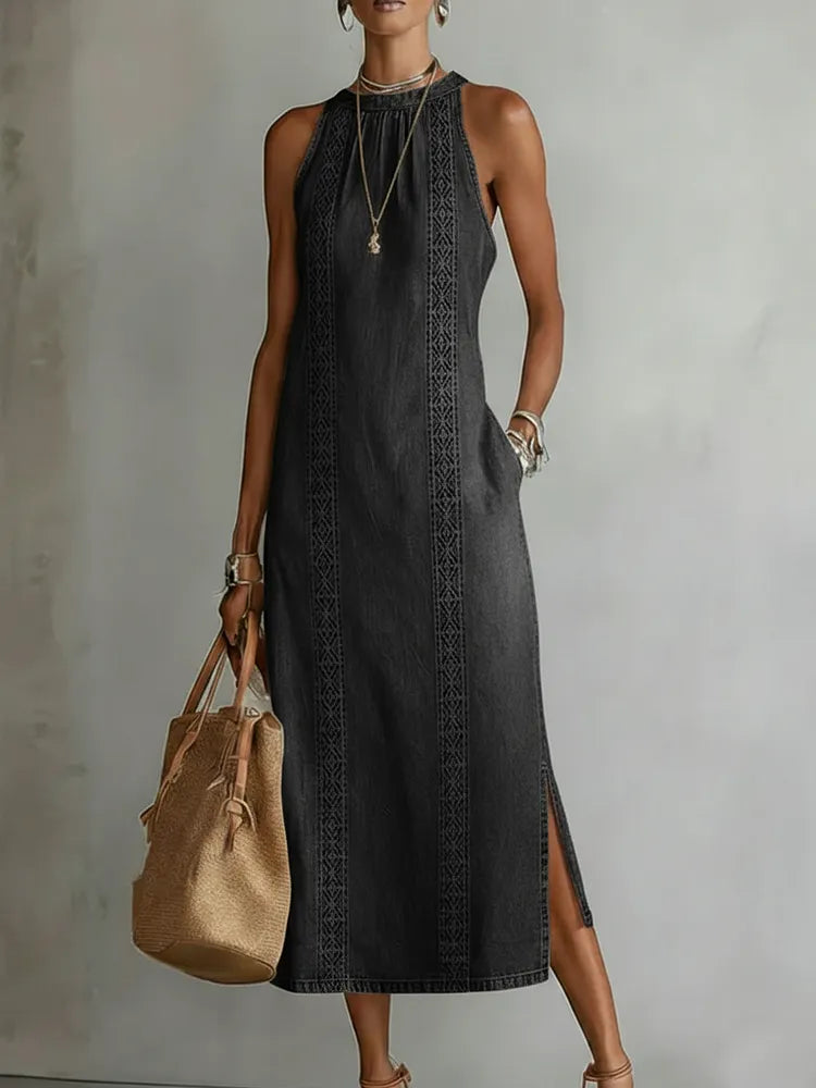 Lilias - Soft-Touch Vintage-Accented Dress