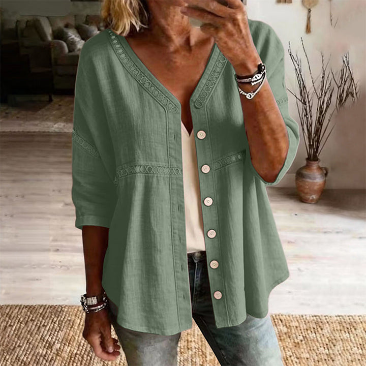 Ardena - Embroidered Button Front Blouse
