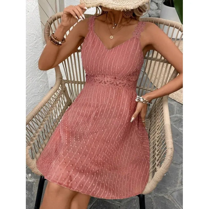 Noelline - Embroidered Strap Mini Dress