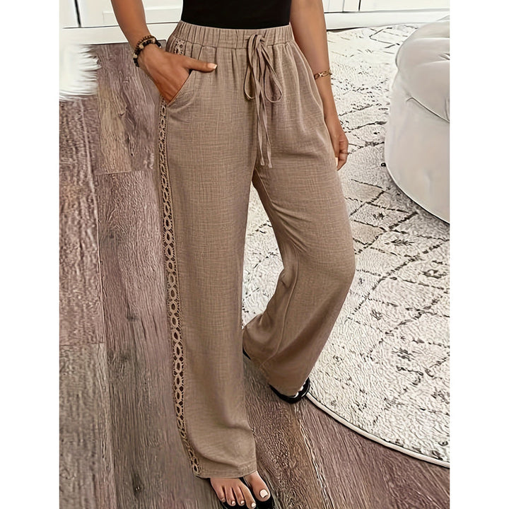 Estrelle - Lace Trim Drawstring Lounge Trousers
