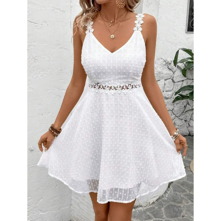 Noelline - Embroidered Strap Mini Dress