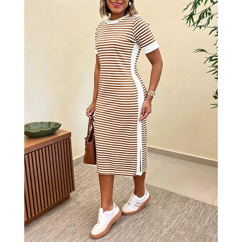 Reeva - Soft-Touch Striped Midi Dress